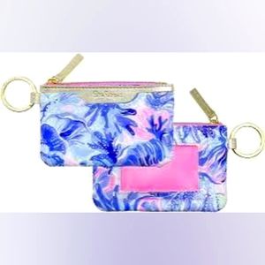 Lilly Pulitzer ID Case Wallet Purse In Pink And Blue NEW
